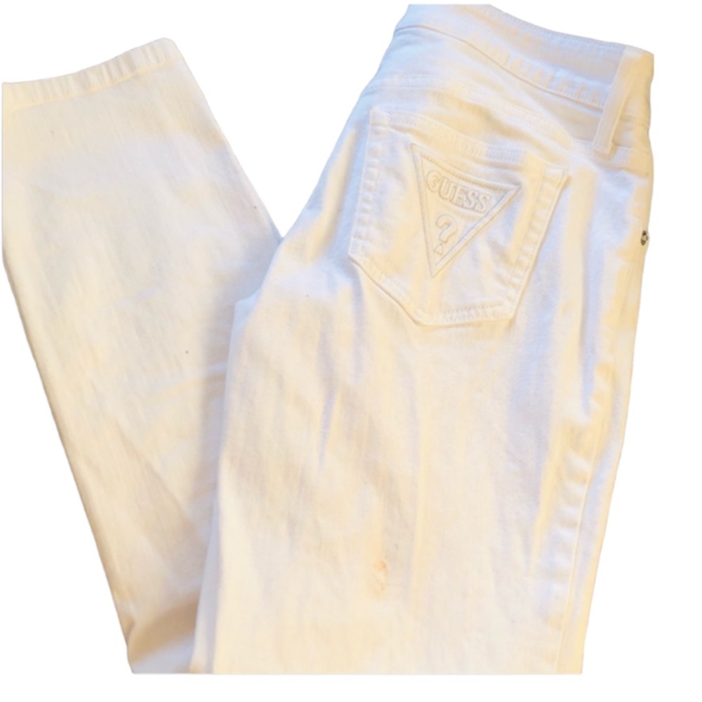 🌞 Guess NWOT vintage y2k white skinny jeans ankle cropped Women size 26